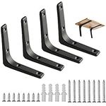 nuoshen 4PCS Black Shelf Bracket,4 x 4 Inch Right Angle Brackets Heavy Duty Shelf Support for Table Bookshelf Wood Board Furniture Window with 16PCS Screws