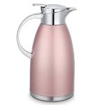 2.3 Litre Stainless Steel Thermal Carafe, Double-Wall Insulated Vacuum Jug, Vacuum Insulated Coffee Pot with Press Button Top, 6 Hrs Heat & Cold Retention, for Coffee,Milk,Tea,Beverage,Juice（Pink）