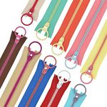 #3 20 Pcs Resin Zippers for Sewing Bulk with Ring Pulls Non Separating Jacket Closed End Plastic Zippers for Coat Jackets Bags DIY Tailor Sewing Craft Accessories 10 Color (30CM-12INCH)