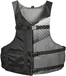 Stohlquist Fit Adult Life Jacket PFD - Easily Adjustable for Full Mobility, Lightweight Buoyancy Foam, PVC Free, Coast Guard Approved | Unisex Adult, Oversize/XL, Black/Gray