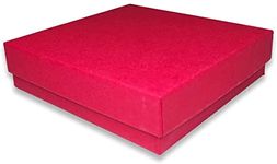 RJ Displays Cotton Filled Cardboard Paper Jewelry Box with snug-fitting lids-Pack of 12- Box Gift Case for Earrings, Small Necklaces, Large Pendants, Beads - 3 1/2" x 3 1/2" x 1" (Red)