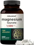 Magnesium Taurate 1,500mg Per Serving, 240 Capsules | Chelated for High Absorption – Heart & Nervous Mineral Supplement – Non-GMO, Gluten Free