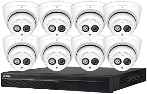 Dahua 8CH 6MP PoE Home Security Camera System, 6MP Outdoor PoE IP Cameras with Build in MIC, 4K 8-Channel NVR (NVR4208-8P-4KS2+IPC-HDW4631C-A 2.8MM(8PCS))