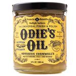 Odie's Oil • Universal Finish for Wood • Leather • Plastic • Vinyl • Metal and More • 9 Ounce Glass Jar • Food Safe and Solvent Free Non Toxic Finish