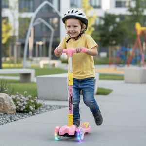 R for Rabbit Road Runner Scooter for Kids of 3 to 14 Years Age 4 Adjustable Height, Foldable, LED PU Wheels & Weight Capacity 75 kgs Kick Scooter with Brakes (Pink)