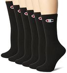 Champion womens Women's Socks, Double Dry Socks, Crew, Ankle, and No Show, 6-pack, Black, 9