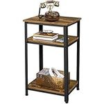 Yaheetech 3-Tier Tall Side Table Retro End Table Telephone Table with Storage Shelves for Small Spaces Living Room Bedroom Guest Room Office, 75cm High, Multifunctional and Elegant, Rustic Brown