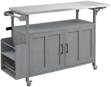 Sornyix Outdoor Kitchen Island with Stainless Steel Top, Rolling Grill Cart for Patio, Mobile Prep Station with Lockable Wheels