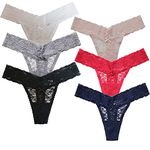 UWOCEKA - Women Lace Thong,Pack of 6 Underwear Sexy Bikini Low Waist Seamless Panties(XL)