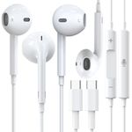 Aimking USB C Headphones Wired Earbuds In Ear Type C Earphones HiFi Stereo with Microphone & Volume Controller Headsets for iPhone 16 Plus Pro Max/iPhone 15 Plus Pro Max/S23 S22 S21 S20/Pixel 2 Packs