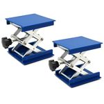 SWIGRANCE 2 Pack Lab Jack Stand Platform 4" x 4", Mini Laboratory Support Stand Manual Scissor Lab Lift Lifting, Max. Support 5KG Weight, 145mm Height, Aluminum, Blue