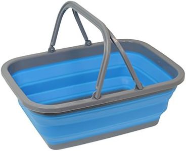 Southern Homewares Collapsible Silicone Market Shopping Basket Tote with Handles, Blue - SH-10187