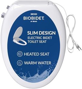 Bio Bidet BB500 Low Profile Electric Bidet Toilet Seat, Warm Water, Slim Heated Seat with Smart Sensor and Slow Close Lid, Night Light, Elongated, White