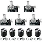 KY-040 Rotary Encoder Module 360 Degree 5 PCS with Knob Cap Brick Sensor Development Board for Arduino including E-Book