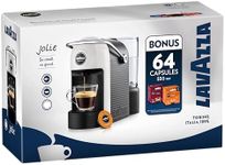 Lavazza, A Modo Mio Jolie, Coffee Capsule Machine, with 64 Coffee Pods, Espresso Intenso and Espresso Delizioso, 1250 W, 220–240 V, 50–60 Hz, White