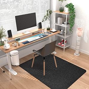 Placoot Office Chair Mat for Hardwood Floor, 55"x35" Computer Chair Mat, Desk Chair Mat, Large Anti-Slip Floor Protector for Home Office Black