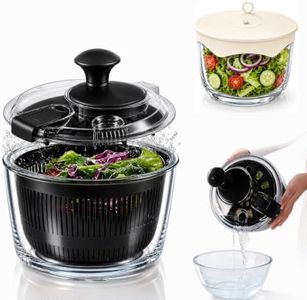 LYTYCJD Glass Salad Spinner 3.2 Qt, Small Salad Spinner, Glass Bowl, Black