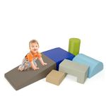 DORTALA 6-Piece Climb and Crawl Foam Set, Woodland Activity Play Blocks w/Unique Shapes, Indoor Playground Safe Active Climbing, Crawling, Sliding for Kids Toddler Baby and Preschooler