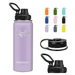 STACEGEELE Insulated Vacuum Water Bottle with Spout Lid & Screw on Top | Stainless Steel Flask for Kids Leak Proof Lightweight Eco Friendly 18oz / 24oz / 32 oz / 40oz(18oz Purple)