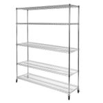 Seville Classics UltraDurable Commercial-Grade 5-Tier NSF-Certified Steel Wire Shelving with Wheels, 60" W x 18" D, Chrome