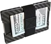 Fidelo Minimalist Wallet for Men - Slim RFID Blocking Wallet Credit Card Holder Made of 3K Carbon Fiber. The Compact Wallet Comes with 4 Cash Bands (Black, Dark Grey, Light Grey & Blue)