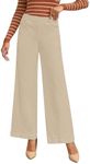 GRAPENT Wide Legged Pants for Women Cute Pants for Women High Waisted Trousers Womens Summer Pants Denim Outfit Pants for Women Dressy Casual Color Beige Size M Medium Size 8 Size 10