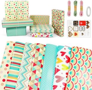 Coicok 7 Pezzi Carta da regalo, Carta Regalo Compleanno Set e Nastri Etichette, 70x50cm Carta regalo, Carta da Pacco Regalo per Donna Uomo Femmina Ragazze Ragazzi Adulti