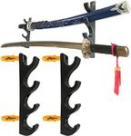 Pmsanzay 4 Tier Sword Holder Wall Mount Sword Rack Sword Display Stand Black Bracket Hanger - Easy to Install - No Sword