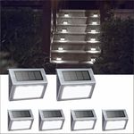 XLUX Solar Lights for Outdoor Garden Step Stairs Deck Fence Yard Patio Wall and Pathway, LED lamp, Rainproof Stainless Steel Metal Housing, 6 Pack(White Light)