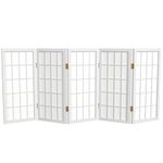 Oriental Furniture 2-Feet Window Pane Desktop Japanese Shoji Privacy Screen Room Divider, 5 Panel White