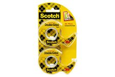 Scotch Tape Double Sided Tape, 12.7mm Wide x 10.1m, 2 Rolls in Dispensers