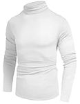 Oyamiki Men Slim Fit Lightweight Turtleneck Long Sleeve Pullover Top Turtleneck T-Shirt White L