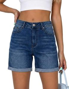 StunShow Womens Blue Jean Shorts Plus Size Stretchy Shorts for Nashville Trip After DuskNavy 18
