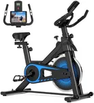 Exercise Bike, Adjustable Resistance Stationary Bike for Home, Indoor Cycling Bike with Smartphone Holder, LCD Display and Heart Rhythm Monitor,Blue