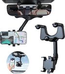 GROX 360°Rotatable Retractable & Height Adjustable Rearview Mirror Phone Holder Fit Universal Car Rear View Phone Holder Mount for Car, GPS Holder Car Phone, Compatible with All Mobile Phones
