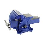 HFS(R) 4" Heavy Duty Bench Vise Anvil with 360° Swivel Locking Base Desktop Clamp - FS Blue Design