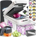 Mueller Austria Pro-Series All-in-One, 12 Blade Mandoline Slicer for Kitchen Vegetable Chopper, and Spiralizer, Cutter, Dicer, Food Grater, Gadgets Sets with Container, Gray (MC-810)