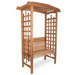 All Things Cedar GA87-B Garden Arbor with Bench | Outdoor Wooden Bench | Garden Bench Seat | Untreated Cedar, Western Red Cedar Craftsmanship | Wood Bench Outdoor 60x25x86