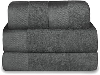 MERCURY TEXTIL- Juego de 2 Toallas de Baño y 2 Toallas de Manos, 100% Algodón de 500gsm. Suaves, Resistentes y Absorbentes. (Gris Oscuro)