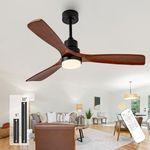 Ceversa 52 Inch Solid Wood Ceiling Fan with Light and Remote Control, 3 Blades Modern Ceiling Fan Walnut Craftmade Quiet for Living Room Bedroom Farmhouse Indoor Outdoor Balcony