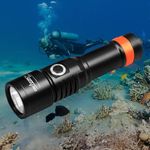 Orcatorch D530 Scuba Dive Light, 1500 Lumens, 7 Degrees Narrow Beam Angle, Titanium Alloy Side Button Switch, 3 Lighting Modes, with Battery Indicator, for Underwater 150 Meters Diving