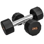 SPORTNOW Dumbbells Set, Hand Weights Pair with 12-Sided Shape and Non-Slip Grip for Men Women Home Gym Workout, 2 x 2kg