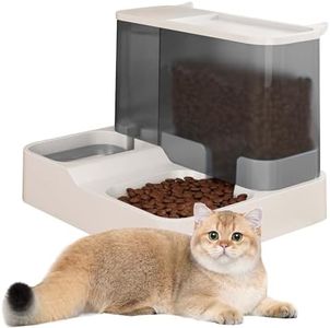 Distributeur Croquettes Chat, Abreuvoir et alimentateur Automatique pour Chats, Chiens, Mangeoirs et Abreuvoirs, Distributeur d'eau et Distributeur Automatique pour Animaux (Gris)