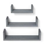 SRIWATANA Floating Shelves Wall Mounted, Solid Wood Wall Shelves, Weathered Gray