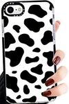 Efitoo for iPhone SE 2022/2020/7/8/6/6S Case Cow Spots Print Pattern Cute Clear with Animal Design Flexible Soft TPU Silicone Woman Girls Shockproof Protective Aesthetic Phone Cover