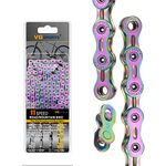 VG SPORTS 6/7/8/9/10/11 Speed Bike Chain,Half/Full Hollow Lightweight Bicycle Chain for Road Bike MTB,Silver/Gold/Titanium/Rainbow,116 Links with Missing Link