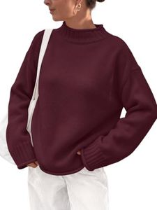 Trendy Queen Womens Oversized Sweaters Mock Neck 2026 Fall Knit Outfits