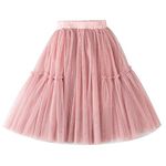 Mud Kingdom Big Girls Long Skirt Tulle Puffy Elastic Waist Casual Party Pink 9-10 Years