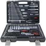 Pamatio 216-Piece 1/4"&1/2"&3/8" Drive Socket Set with Bits, Quick Release Ratchet Wrench Set - CR-V Socket Spanner Tool Set for Household DIY, Car Repair