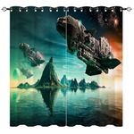 YUANZU Star Wars Curtains - Kids Futuristic Scifi Battle Space Ships Ocean Alien Planet Print Pattern Eyelet Blackout Room Darkening Window Drapes for Living Room Bedroom 2 Panels W132cm x D160cm
